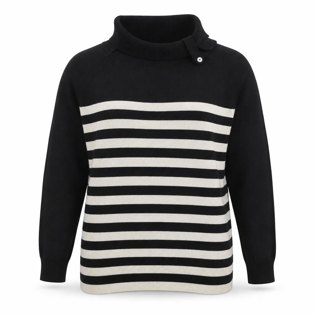 Wallis Women's Black Striped High Neck Jumper Size 18