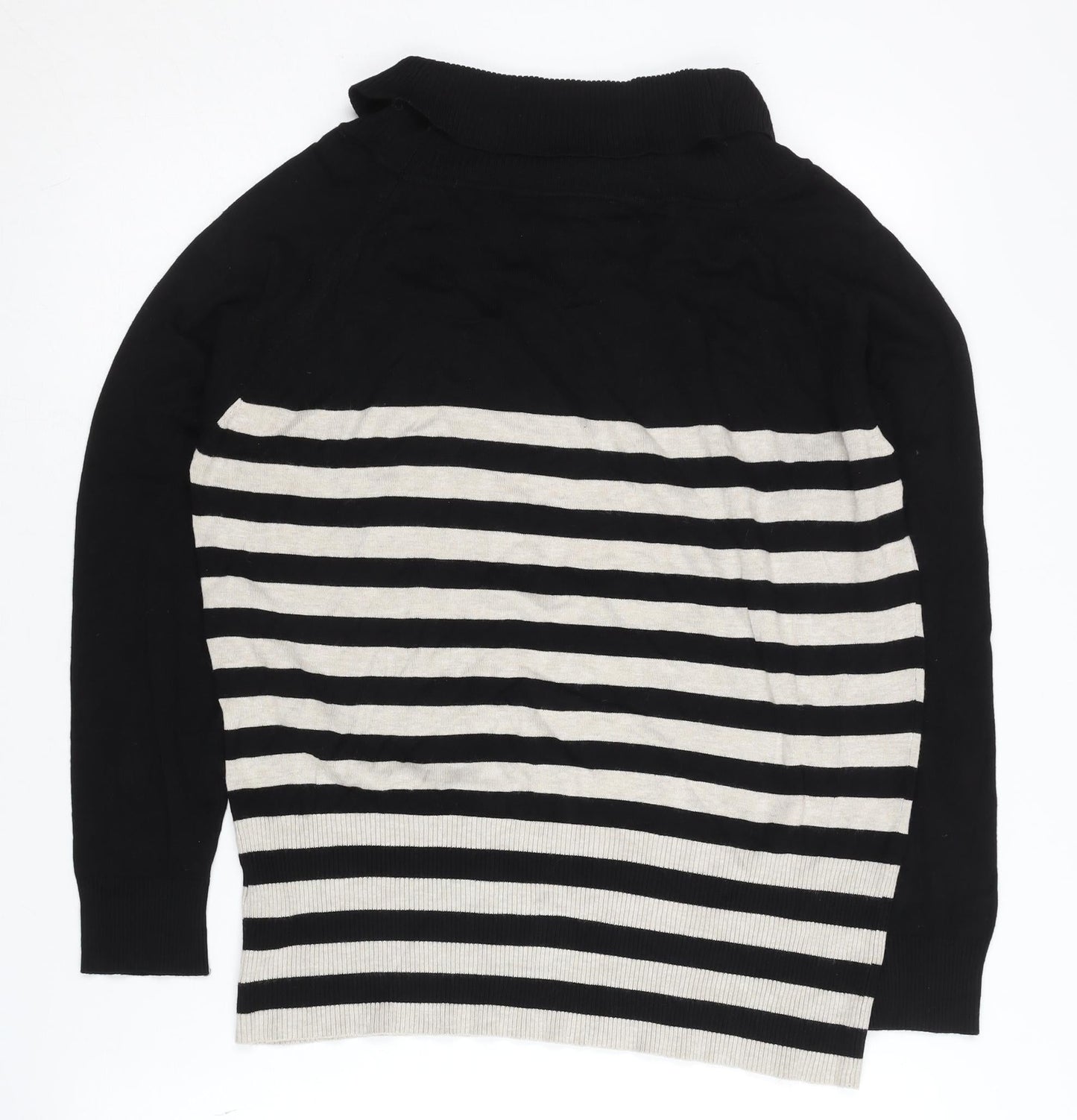 Wallis Women's Black Striped High Neck Jumper Size 18