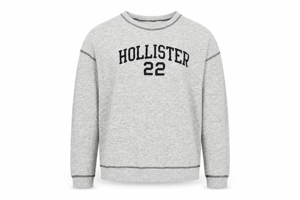 Hollister Men's Grey Pullover Logo Sweatshirt M