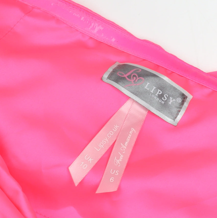 Lipsy Women's Pink Halter Midi Party Dress Size 10