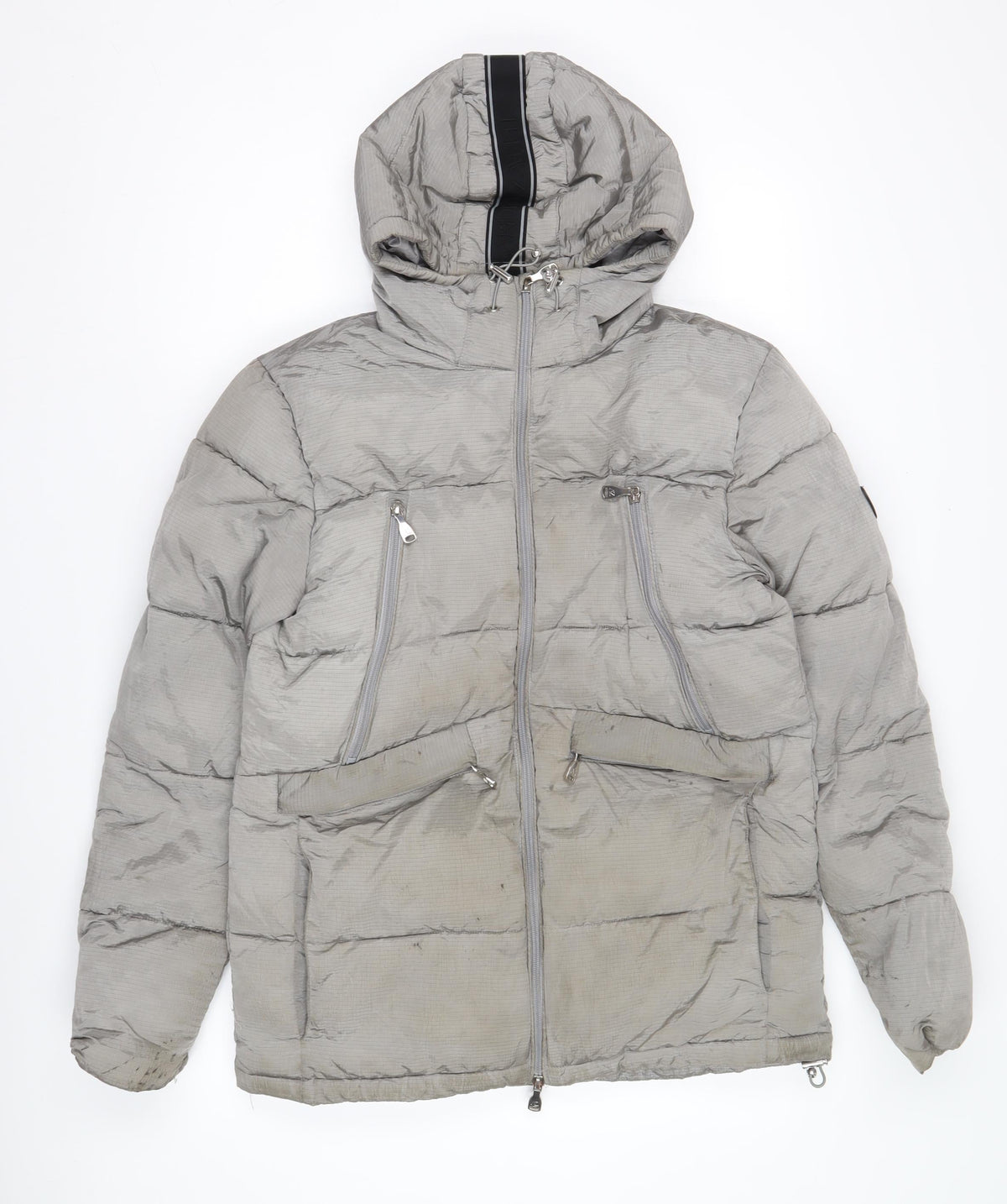 Alessandro Zavetti Grey Puffer Jacket S Unisex Winter