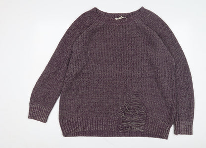 Additional front view of BCBGeneration Women's Purple Chunky Knit Jumper, L