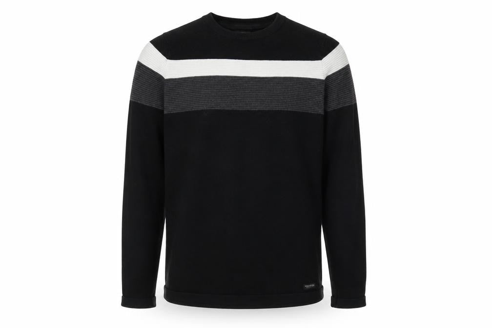 Threadbare Men's Black Striped Pullover Jumper Size M