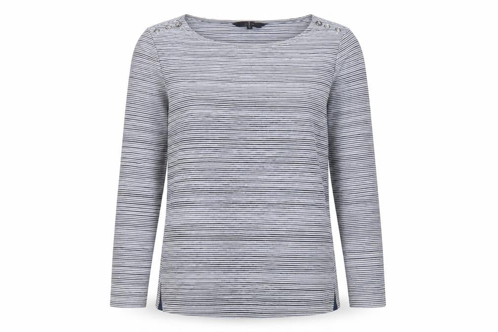 Jasper Conran Women's Blue Striped T-Shirt - Size 12