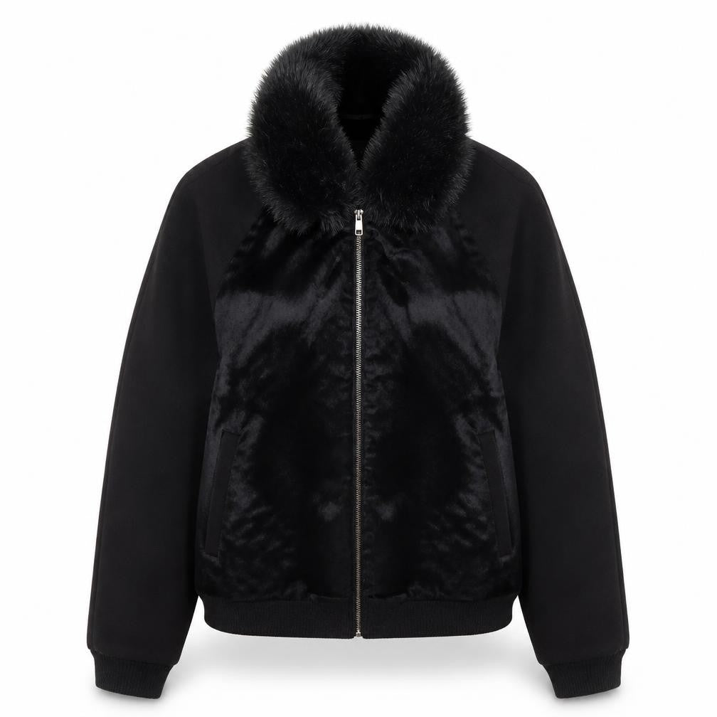 South Women's Black Fur Trim Jacket Size 14
