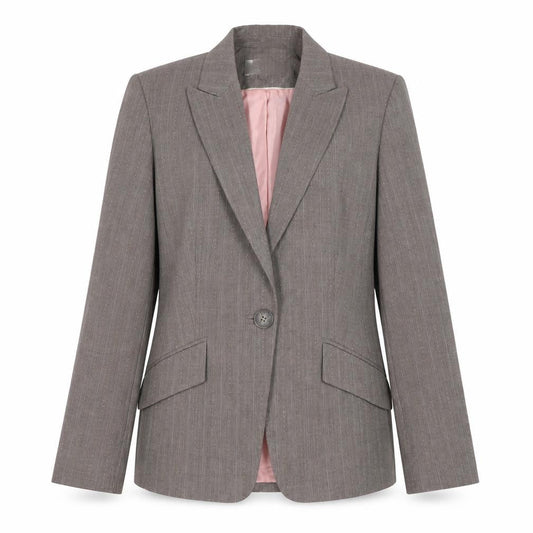 Front view of Next Women's Brown Pinstripe Suit Jacket, size 12