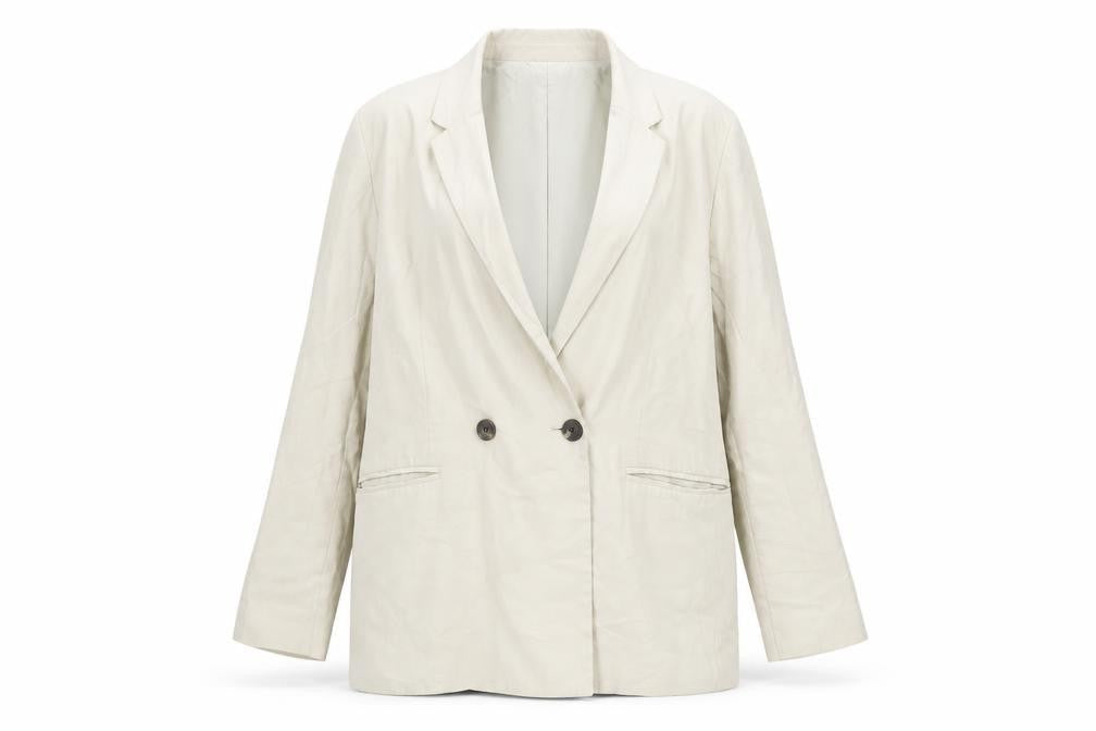 H&M Women Beige Blazer M Double-Breasted Spring