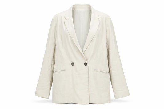 H&M Women Beige Blazer M Double-Breasted Spring