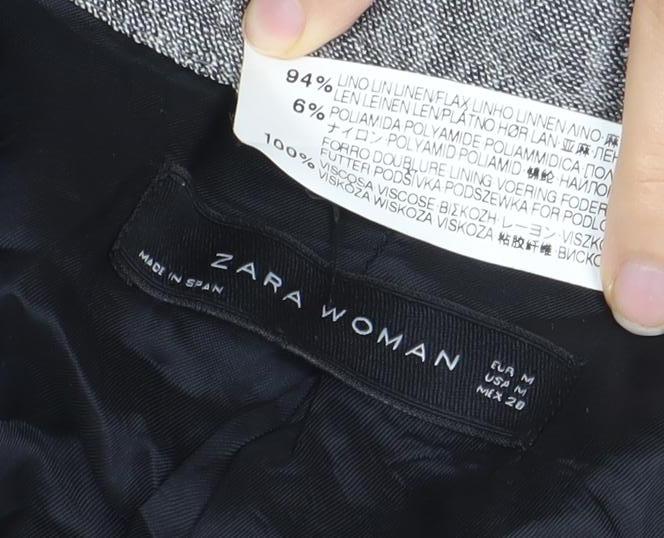 Zara Women's Grey Collarless Tweed Jacket Size 12