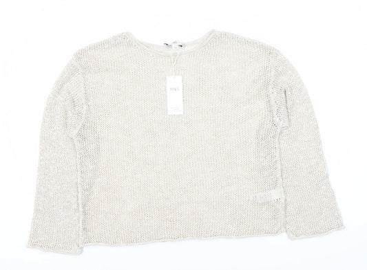 Marks and Spencer Beige Knit Long Sleeve Top L