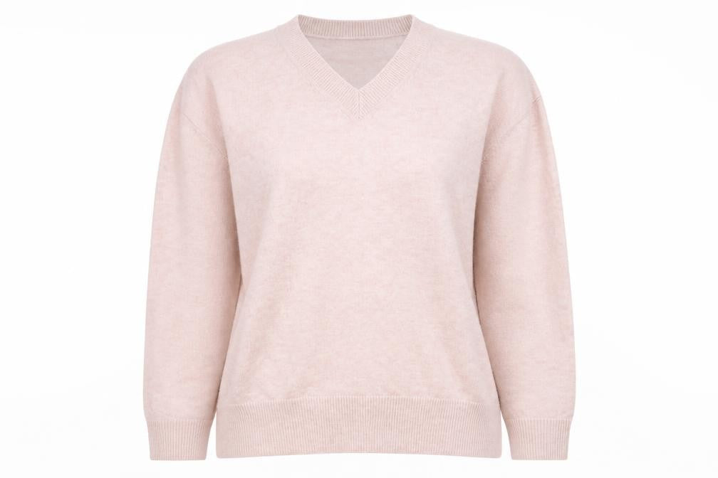 Marks & Spencer Women's Pink Wool V-Neck Jumper M
