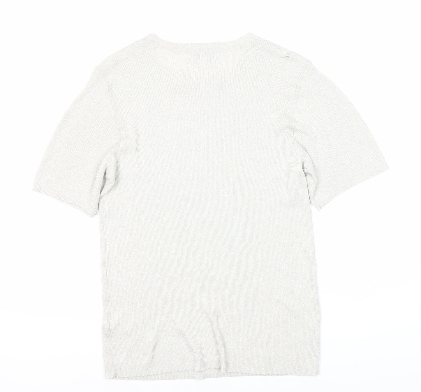 Marks & Spencer Grey Knit Short Sleeve Top - Medium