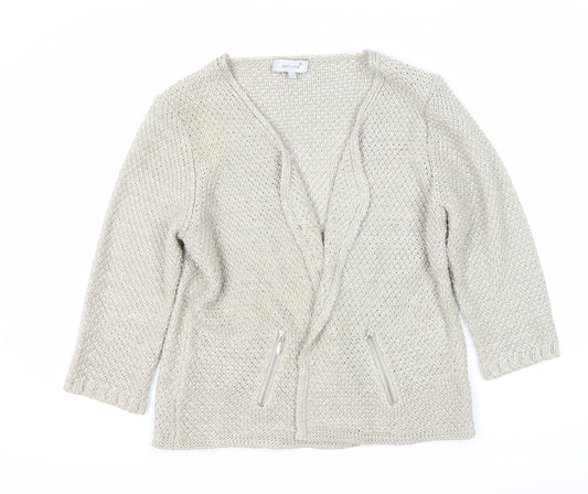 Per Una Women's Beige Cardigan, Size 14, V-Neck, 3/4 Sleeve