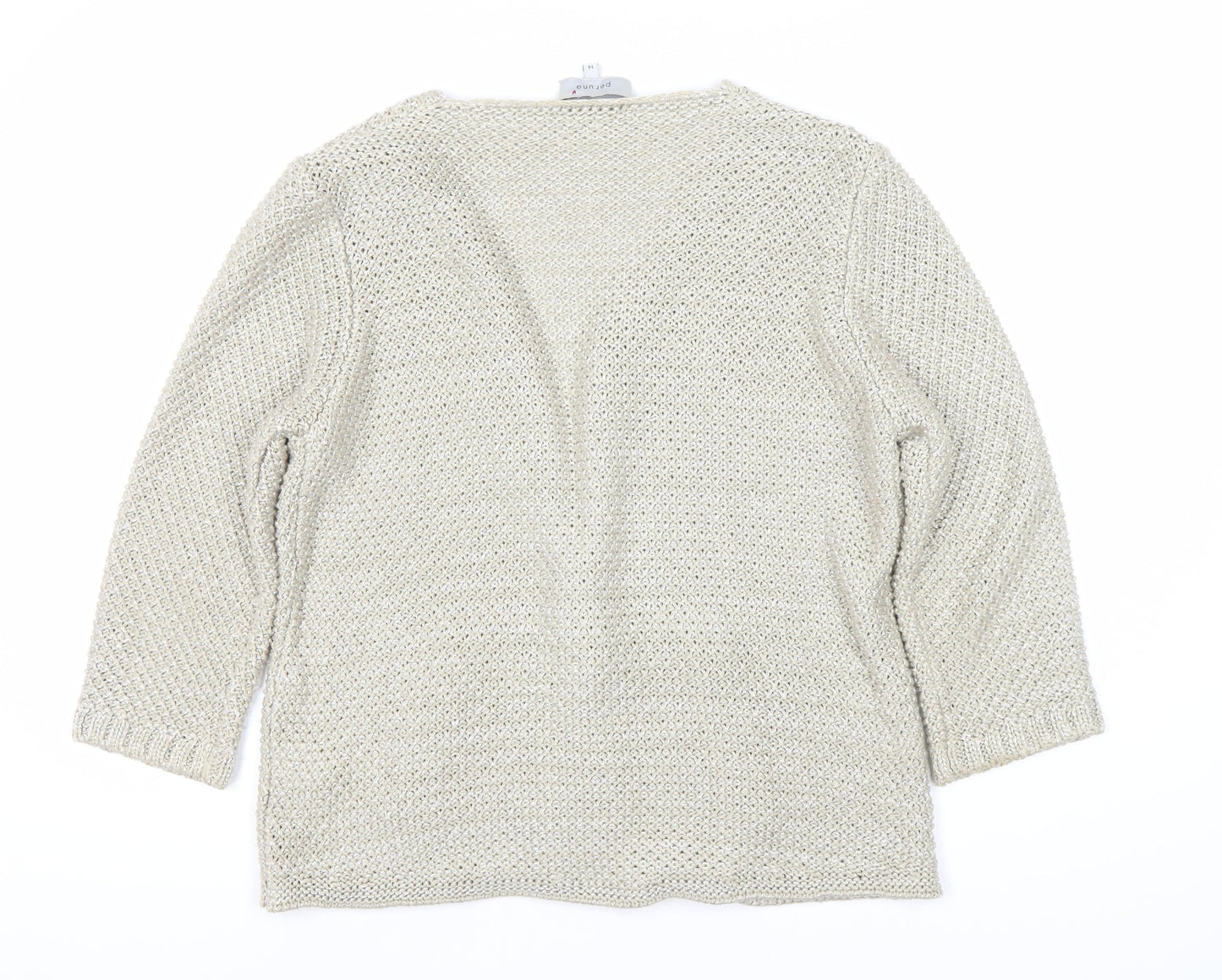 Per Una Women's Beige Cardigan, Size 14, V-Neck, 3/4 Sleeve