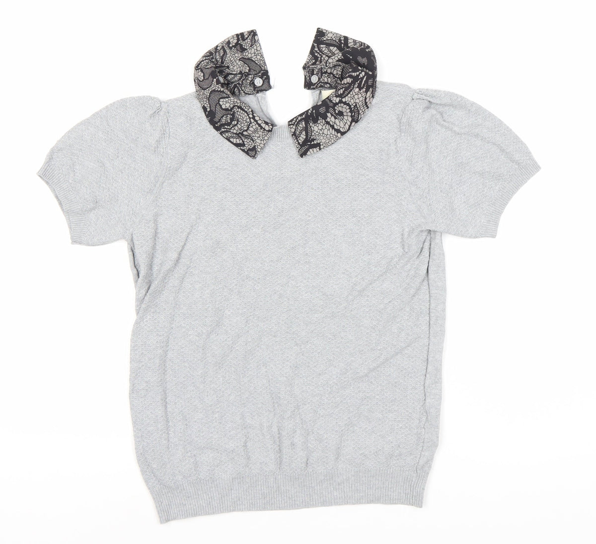 Oasis Women's Grey Collared Knit Blouse S