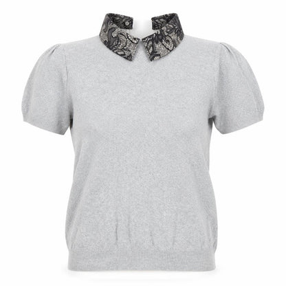 Oasis Women's Grey Collared Knit Blouse S