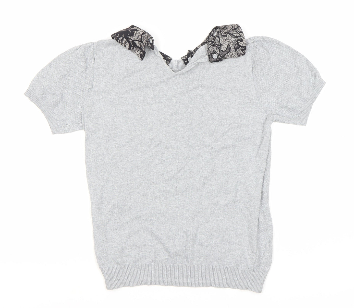 Oasis Women's Grey Collared Knit Blouse S