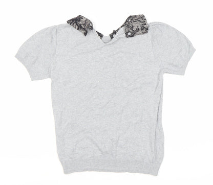 Oasis Women's Grey Collared Knit Blouse S