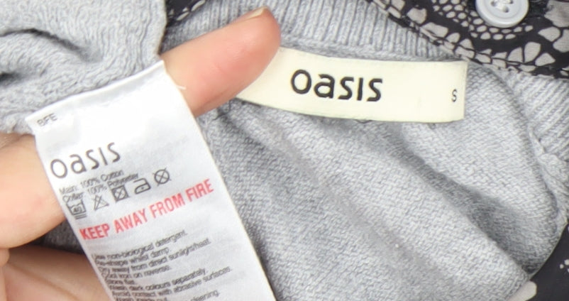 Oasis Women's Grey Collared Knit Blouse S