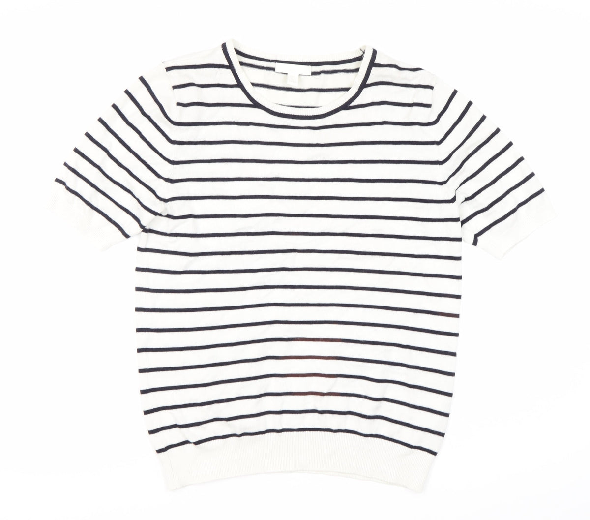 H&M Women's White Striped T-Shirt - Size S