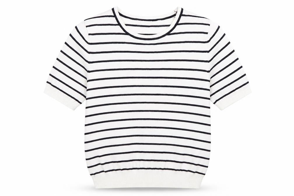 H&M Women's White Striped T-Shirt - Size S