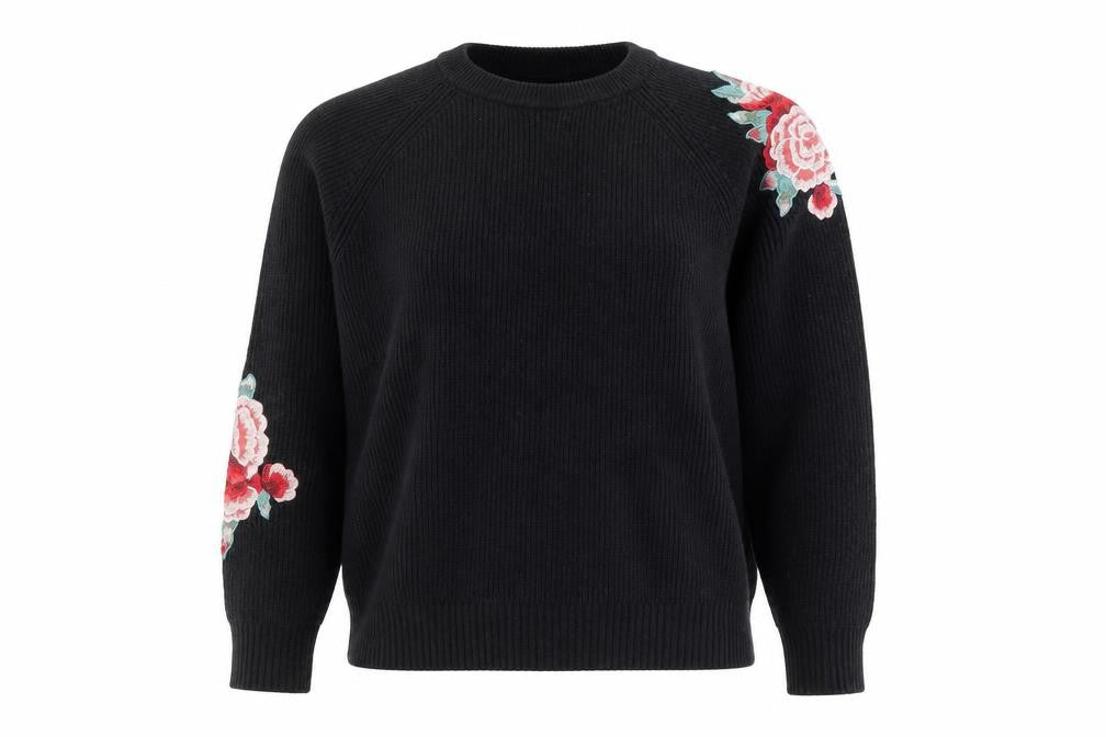 Pinkie Collection Women's Black Floral Jumper S