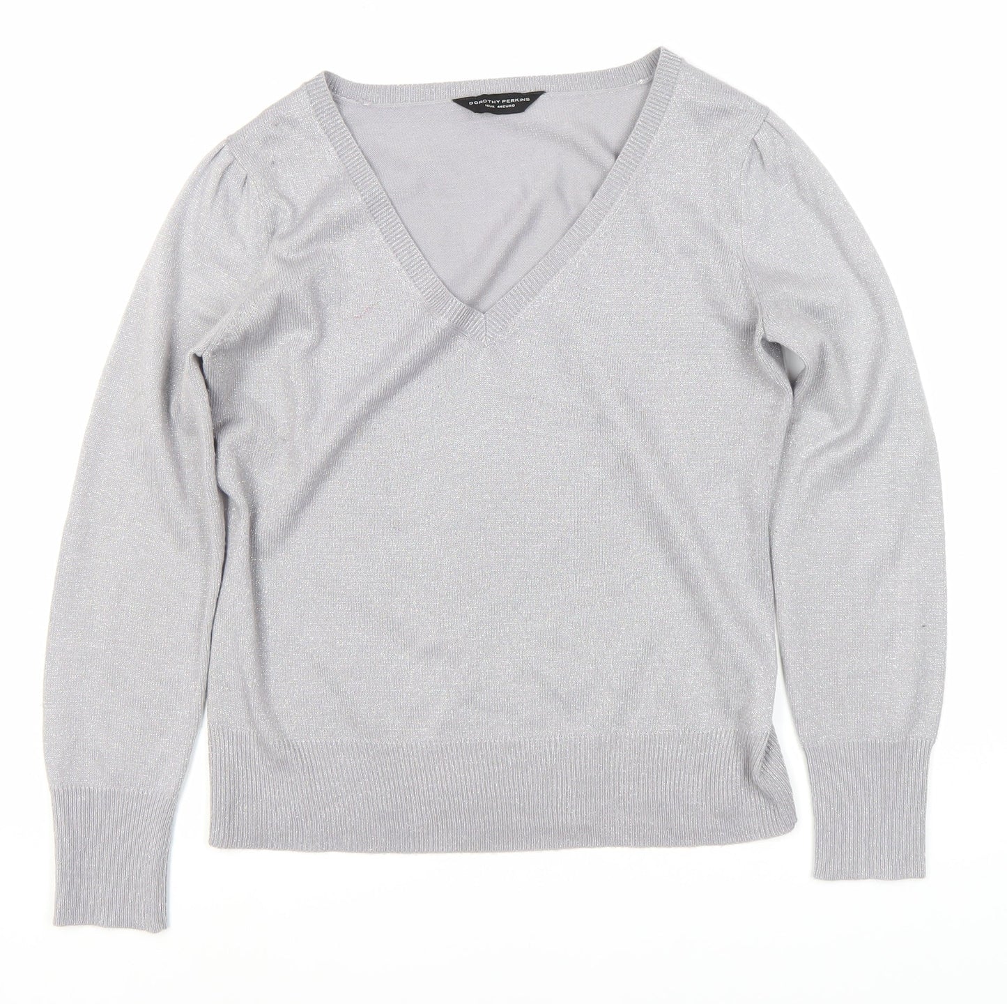 Dorothy Perkins Women's Grey V-Neck Jumper Size 16