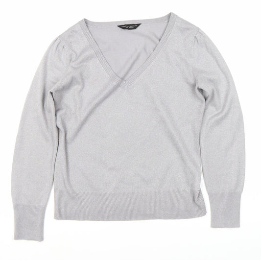 Dorothy Perkins Women's Grey V-Neck Jumper Size 16