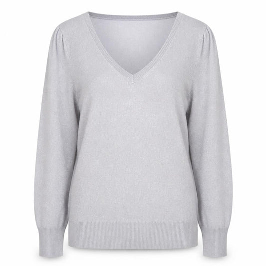 Dorothy Perkins Women's Grey V-Neck Jumper Size 16