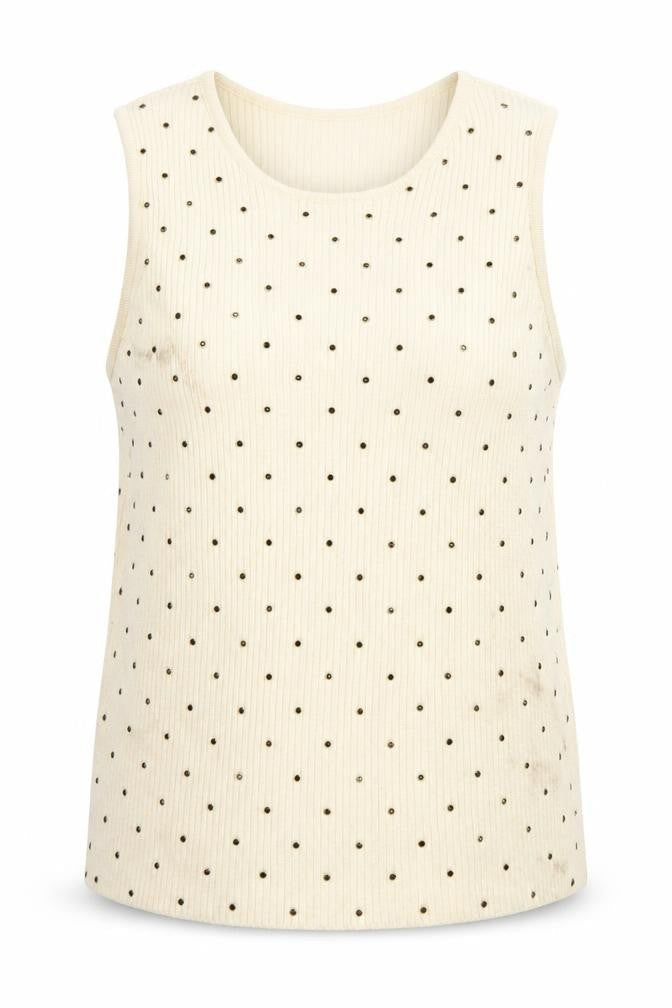 Marks & Spencer Womens Beige Tank Top L Studded Accents