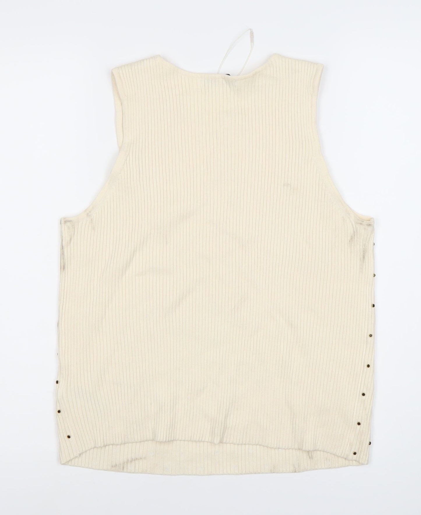 Marks & Spencer Womens Beige Tank Top L Studded Accents