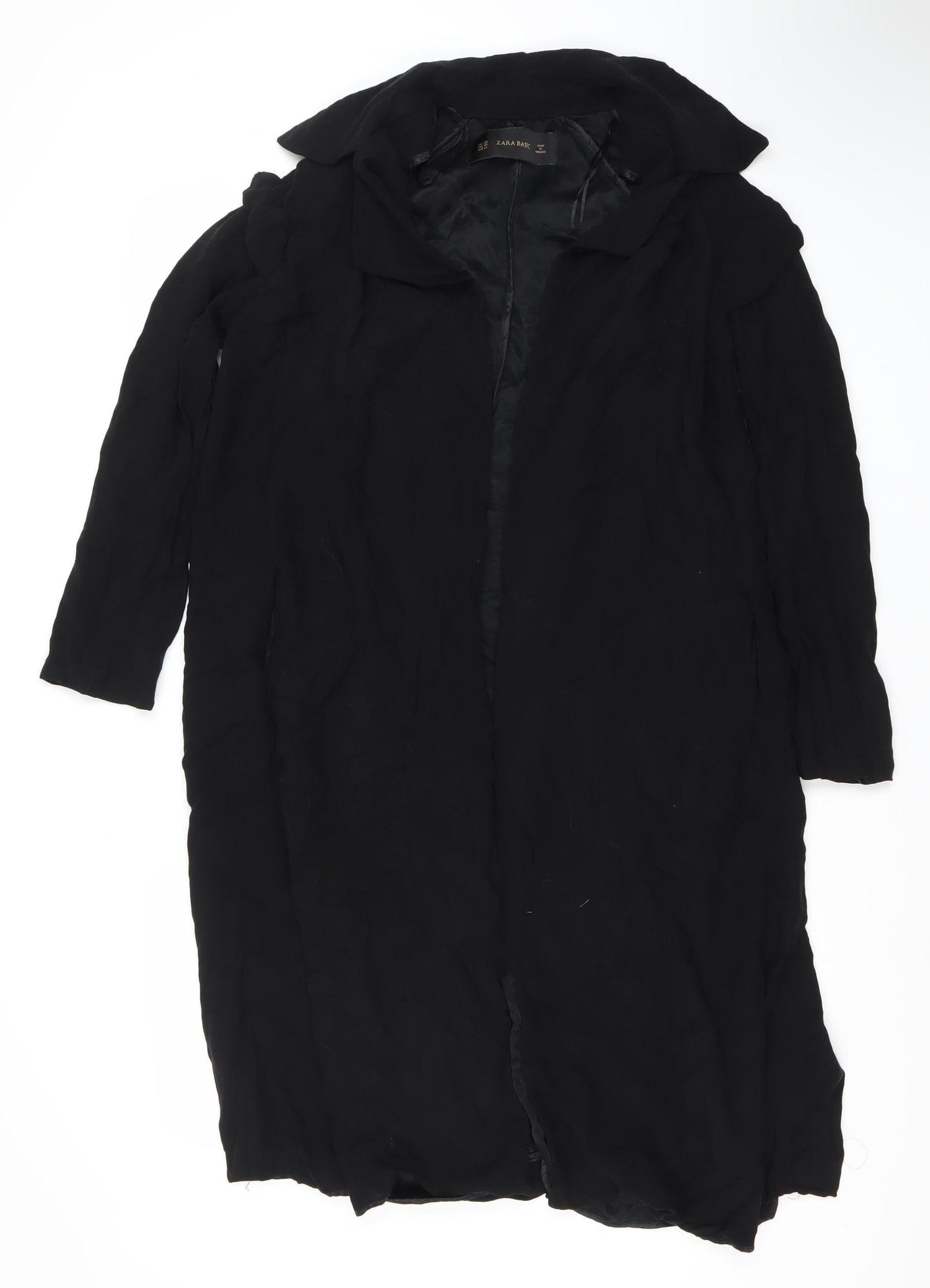 Zara Basic Women's Black XS Long Coat, Elegant Style