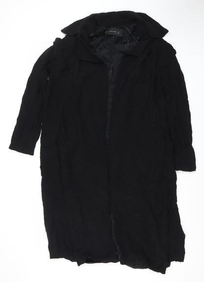 Zara Basic Women's Black XS Long Coat, Elegant Style