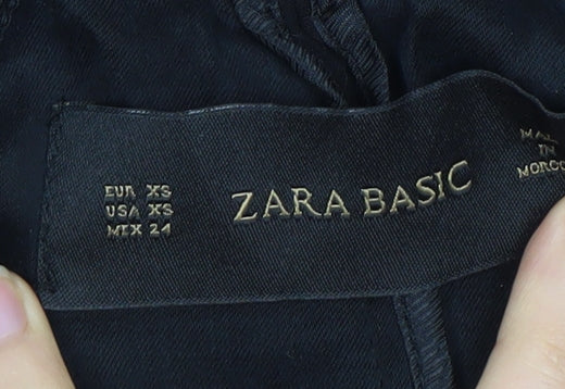 Zara Basic Women's Black XS Long Coat, Elegant Style