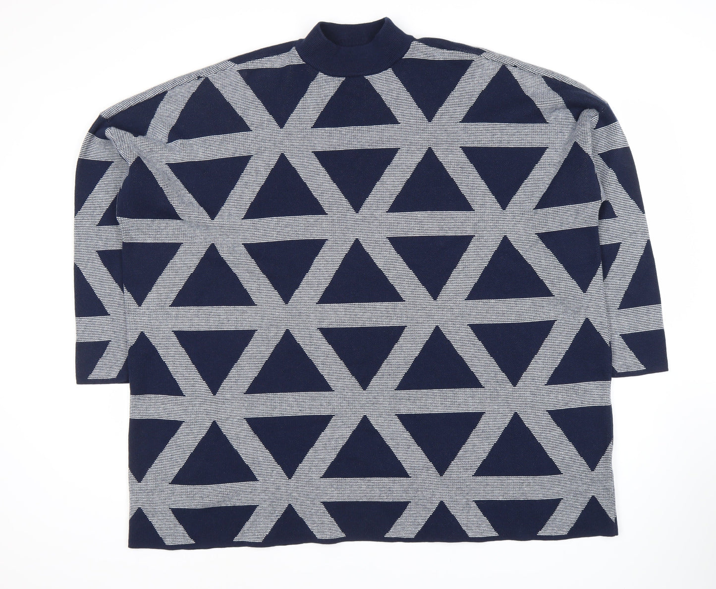John Lewis Women's Blue Geometric Pullover, M