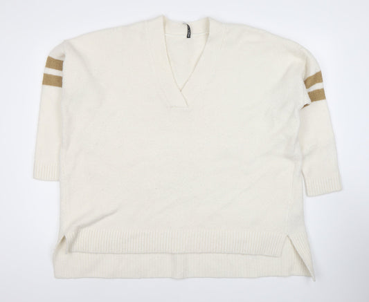 CAPSULE Women's Ivory V-Neck Pullover Jumper Size 20