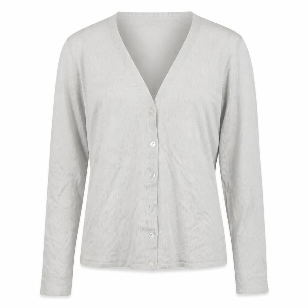 Oui Women's Grey V-Neck Button Cardigan S