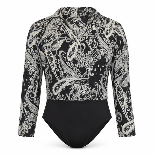 Quiz Women's Black Paisley Bodysuit Size 8