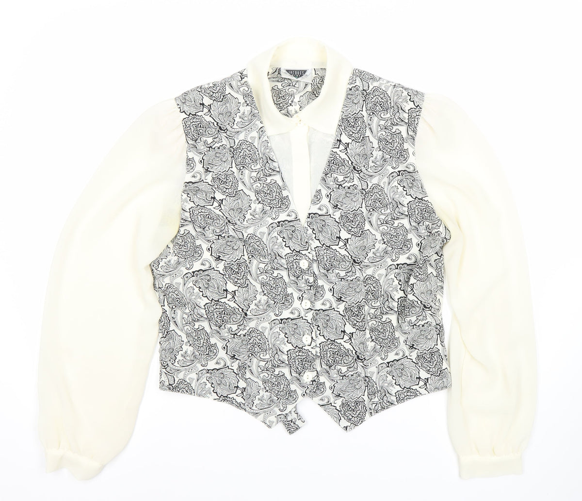 Jacques Vert Women’s Paisley Blouse, Ivory, Size 12