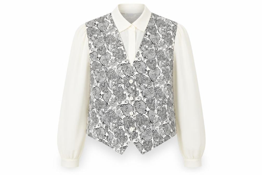 Jacques Vert Women’s Paisley Blouse, Ivory, Size 12