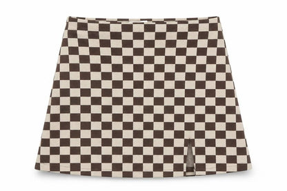 Pull&Bear Women's Brown Check Skirt, Size 12