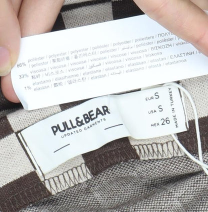 Pull&Bear Women's Brown Check Skirt, Size 12