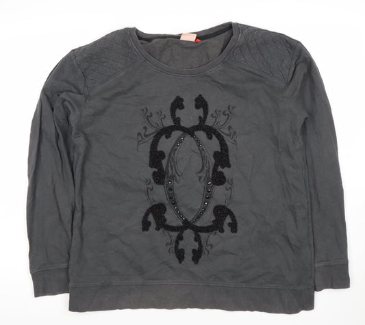 Only Women's Black M Pullover Sweatshirt, Beaded Accent