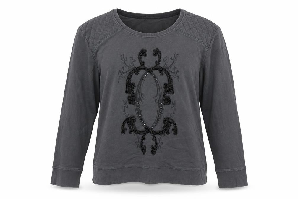 Only Women's Black M Pullover Sweatshirt, Beaded Accent