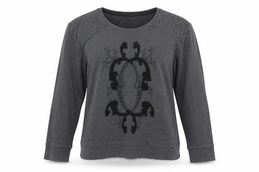 Only Women's Black M Pullover Sweatshirt, Beaded Accent