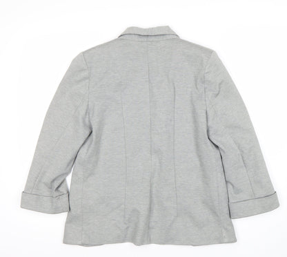 Back view of Miss Selfridge Women Grey Blazer, size 10, Shawl Lapel