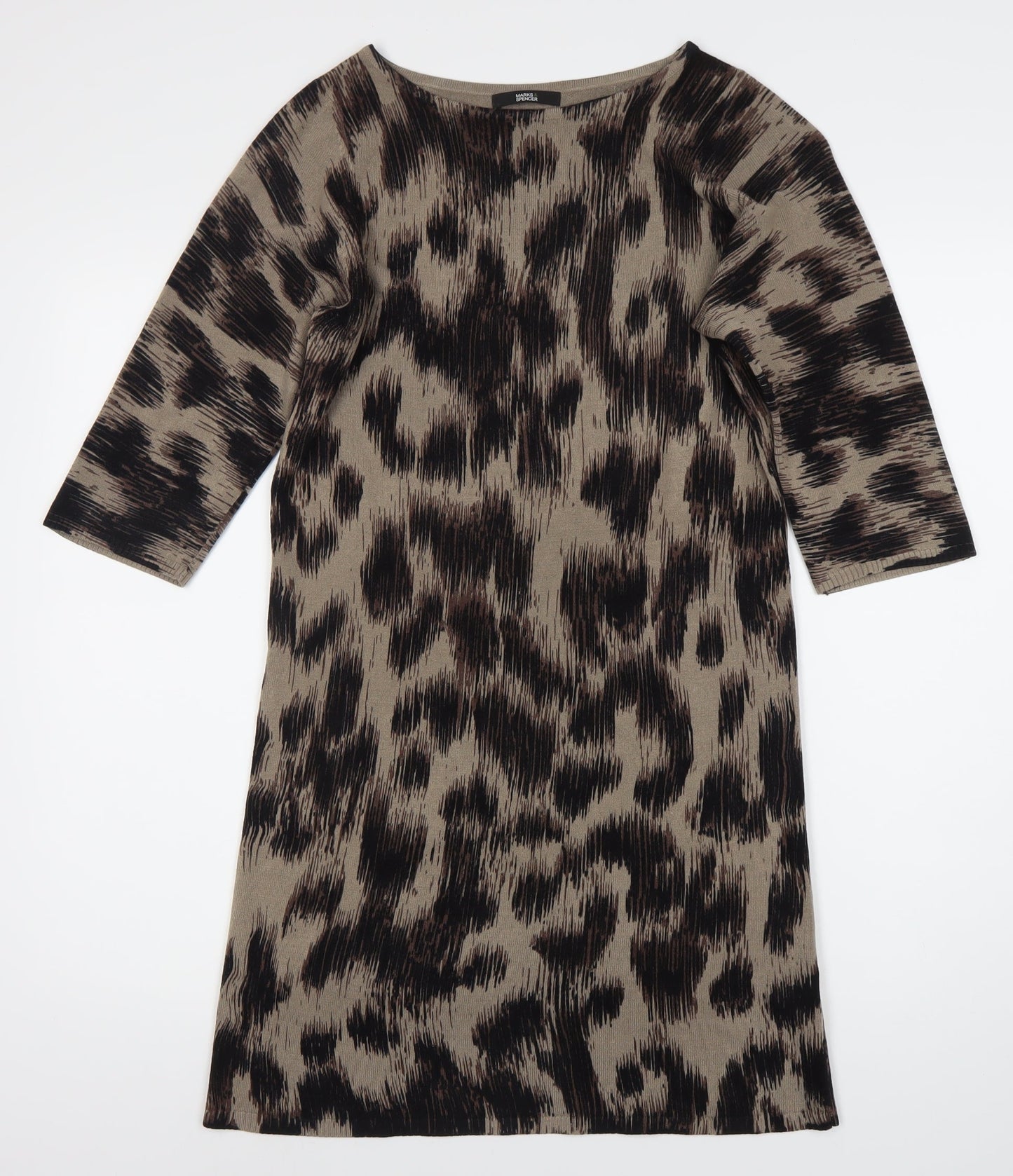 Marks & Spencer Women's Brown Animal Print Dress, Size 12