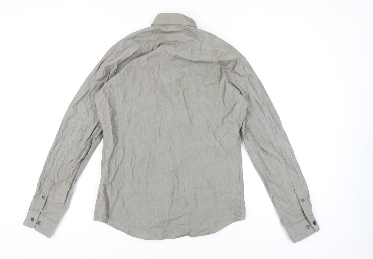 Tiger of Sweden Men's Grey Striped Button-Up Shirt