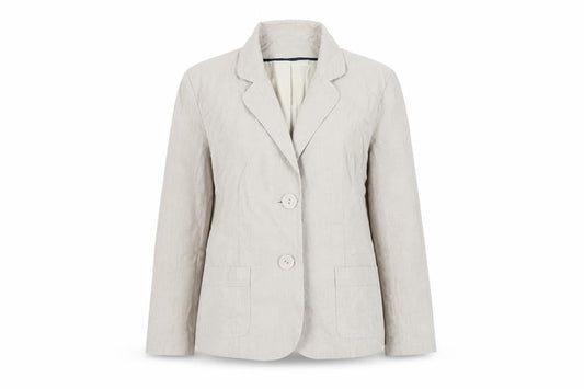 Classic Beige Women's Blazer - Size 14 Linen Blend