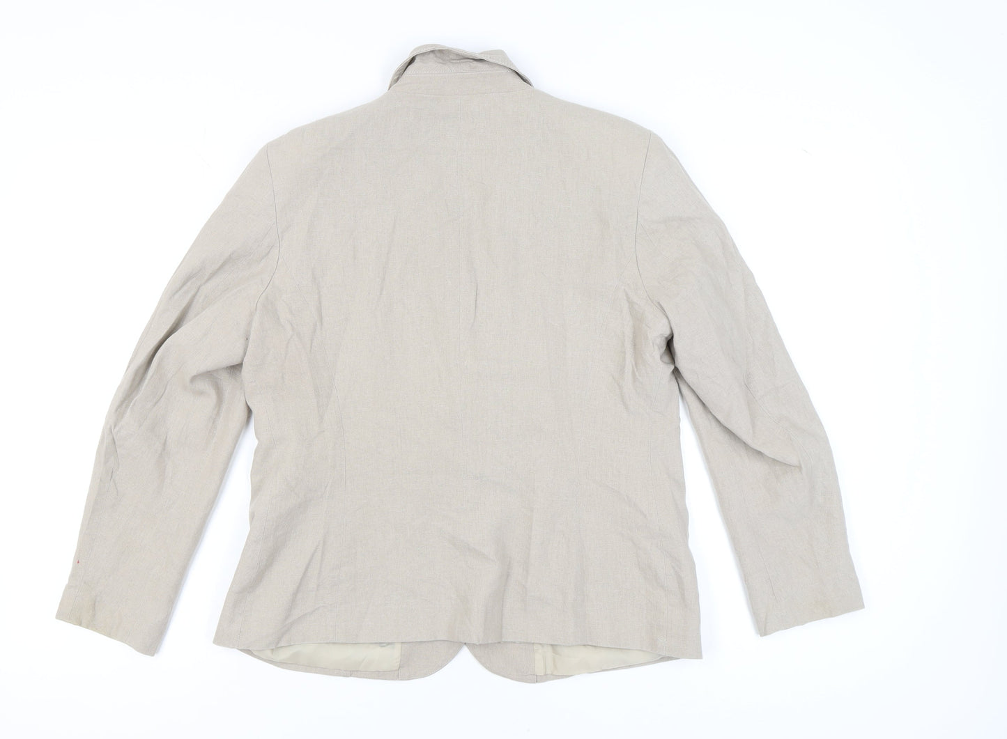 Classic Beige Women's Blazer - Size 14 Linen Blend
